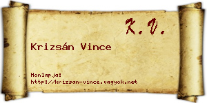Krizsán Vince névjegykártya